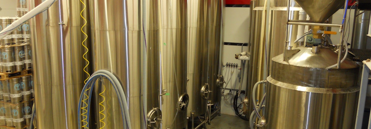 stainless brewery tanks at St. Lawrence Brewing