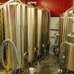 stainless brewery tanks at St. Lawrence Brewing