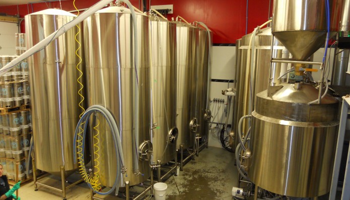 stainless brewery tanks at St. Lawrence Brewing
